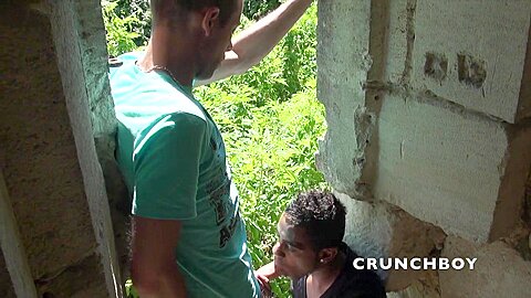 Young straight fucked by ebony in exhib outdoor place - CrunchBoy
