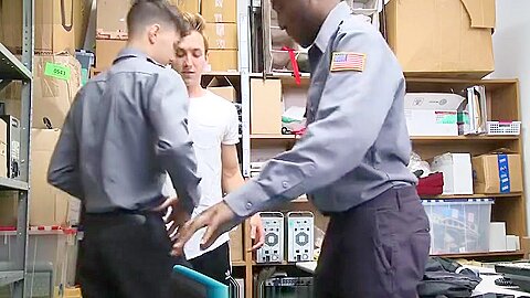 YoungPerps - Cute Boy Caught Stealing Cell Phones Gets Fucked By Two Guards