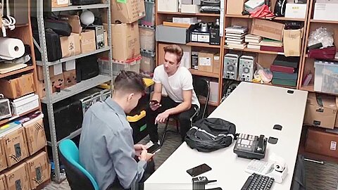 YoungPerps - Cute Boy Caught Stealing Cell Phones Gets Fucked By Two Guards