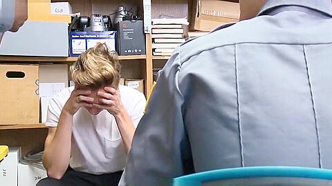 YoungPerps - Cute Boy Caught Stealing Cell Phones Gets Fucked By Two Guards