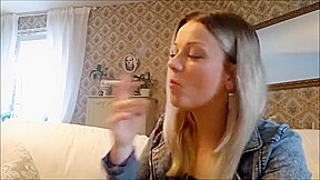 blonde girl smoking
