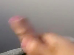 chubby guy jerking cock off