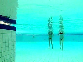 college girl have Fun under Water and tease