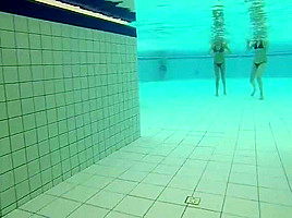 college girl have Fun under Water and tease