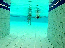 college girl have Fun under Water and tease