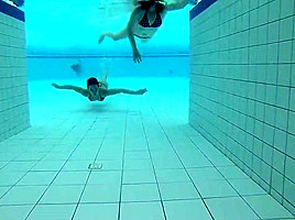 college girl have Fun under Water and tease