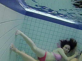 college girl have Fun under Water and tease