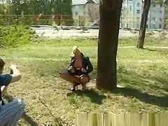 cute young babes peeing in nature