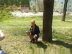 cute young babes peeing in nature
