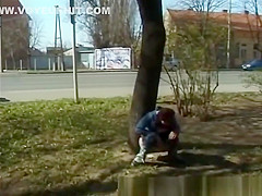 cute young babes peeing in nature