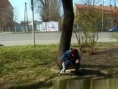 cute young babes peeing in nature
