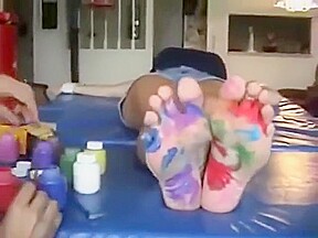 feet paint tickle
