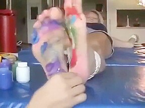 feet paint tickle