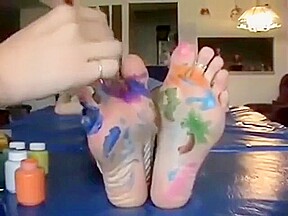 feet paint tickle