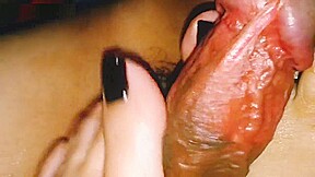 foothub- Asian footjob, gorgeous black polish 