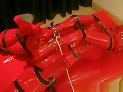 girl in red bondage