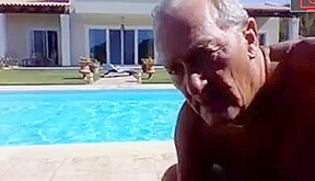 grandpa in the pool