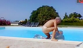 grandpa in the pool