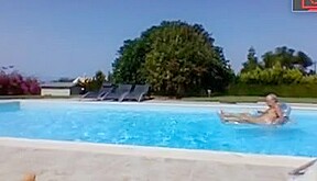 grandpa in the pool