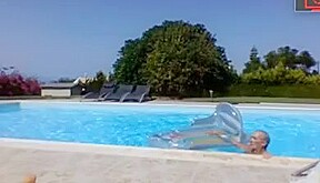 grandpa in the pool