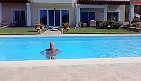grandpa in the pool