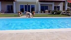 grandpa in the pool