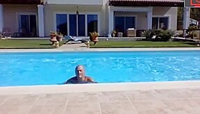 grandpa in the pool