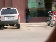 hottie flashes while pumping gas