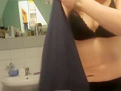 in bathroom catches redhead nice ass