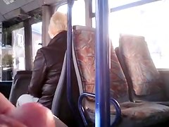 jerking for blonde mature woman on bus 2