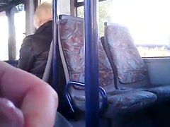 jerking for blonde mature woman on bus 2