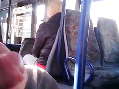 jerking for blonde mature woman on bus 2