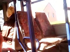 jerking for blonde mature woman on bus 3