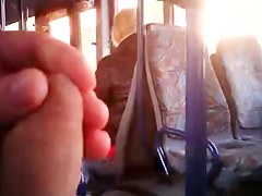 jerking for blonde mature woman on bus 3