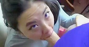 junior asian college girl gives a face fucking blowjob