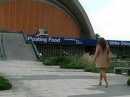 lagy walking in high heels smoking with long nails