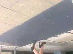 leggy blonde in the street