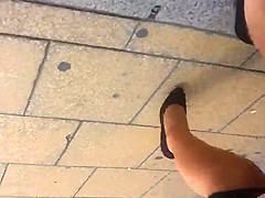 leggy blonde in the street
