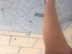 leggy blonde in the street
