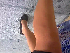 leggy blonde in the street