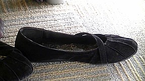 nylon feet and flats under table
