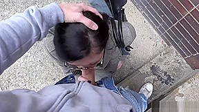 old bitch outdoors has sex