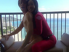 romantic outdoor strapon with hinako in hawaii - japanese + english