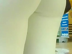 spandex sexy cameltoe leggins ass in public