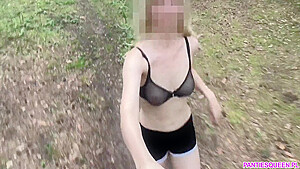 student 18+ Runs Naked Outside In Public Park And Flashes Bouncing Tits In Transparent Bra