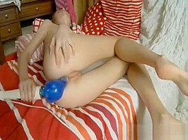 teen 18+ anal toy on bed