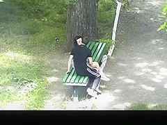 teen 18+ couple making out in public park bench