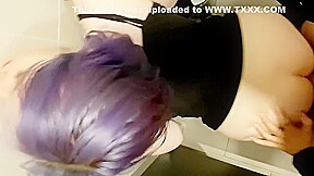 teen 18+ slut booty gets destroyed in a public toilet