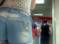 teen 18+ in tight jeans shorts nice butt