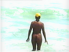 topless on a deserted beach